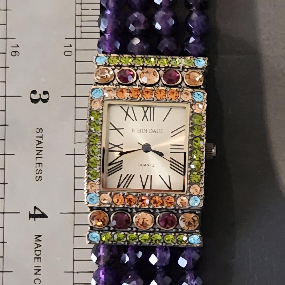 Heidi Daus Purple and Multicolor Beaded Watch